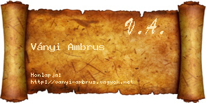 Ványi Ambrus névjegykártya